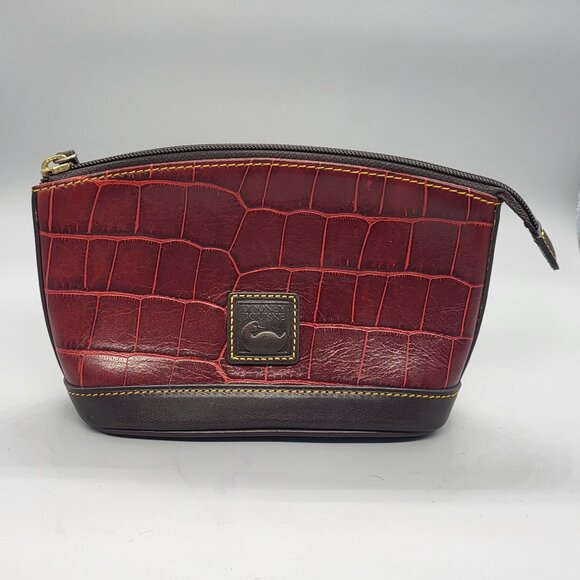 Dooney & Bourke Croc Embossed Dome Leather Pouch - Picture 1 of 14